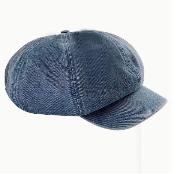 Blue Denim Washed Newsboy Hat Vintage Distressed Casual Berets Breathable Painter Cap Cabbie Hats For Women - Image 4