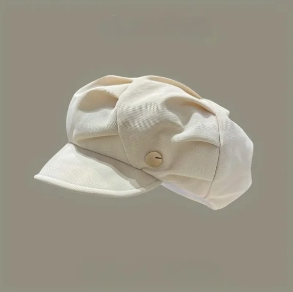 Elegant Solid Color Newsboy Hats Cloud Pleated Berets Classic French Style Octagonal Hats For Women - Image 3